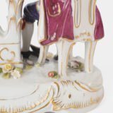 Antique 18th century Ludwigsburg porcelain figurine: Rococo musical couple with mandolin and harp