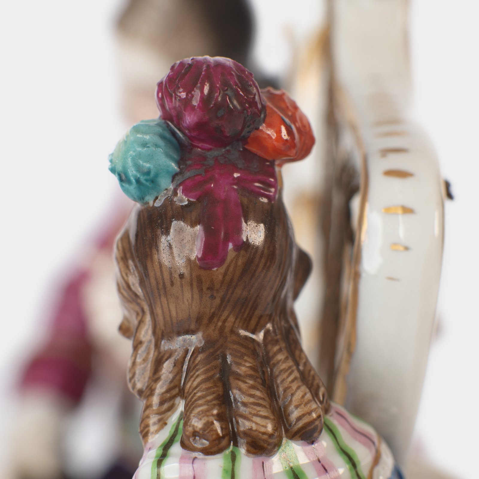Antique 18th century Ludwigsburg porcelain figurine: Rococo musical couple with mandolin and harp