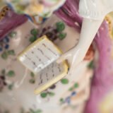 Antique 18th century Ludwigsburg porcelain figurine: Rococo musical couple with mandolin and harp