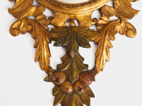 French convex mirror with gilt carved frame and original convex glass (c.1880–1920)