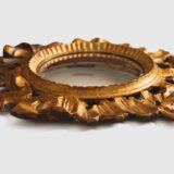 French convex mirror with gilt carved frame and original convex glass (c.1880–1920)