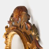 French convex mirror with gilt carved frame and original convex glass (c.1880–1920)