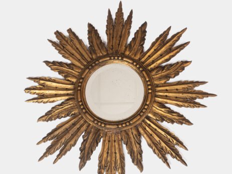 Exceptional antique sunburst mirror, Art Deco Portugal, 62 cm (24.4 in).