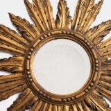 Exceptional antique sunburst mirror, Art Deco Portugal, 62 cm (24.4 in).