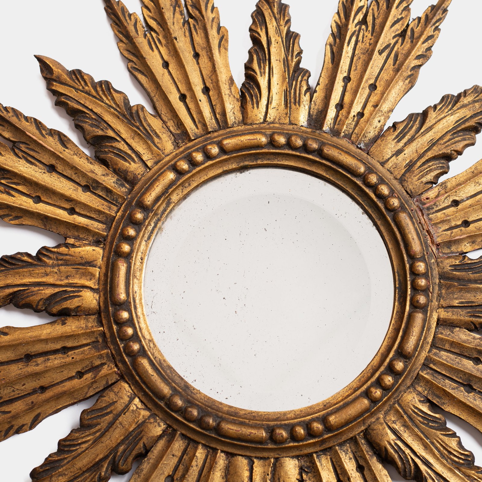 Exceptional antique sunburst mirror, Art Deco Portugal, 62 cm (24.4 in).
