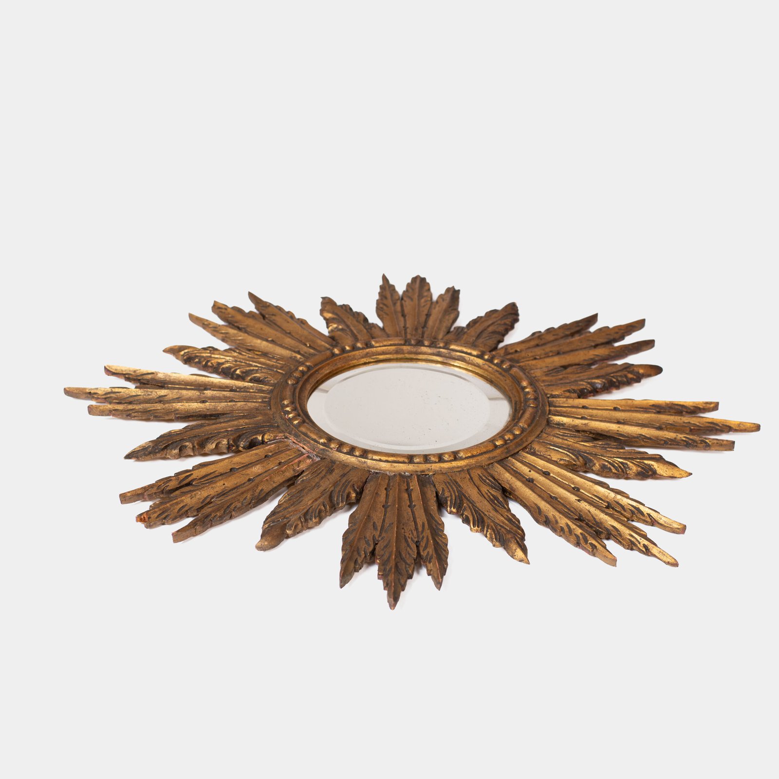 Exceptional antique sunburst mirror, Art Deco Portugal, 62 cm (24.4 in).