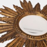 Exceptional antique sunburst mirror, Art Deco Portugal, 62 cm (24.4 in).