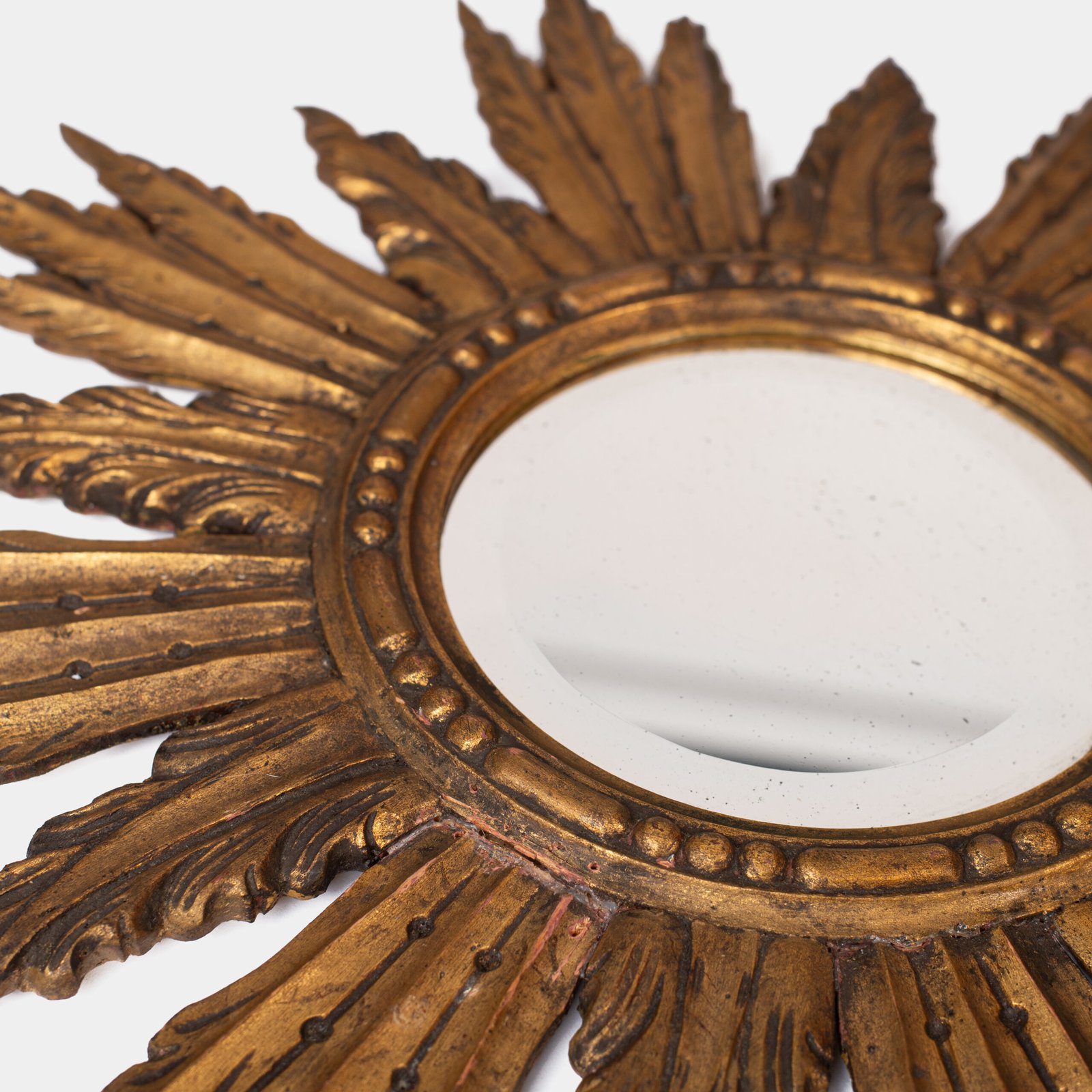 Exceptional antique sunburst mirror, Art Deco Portugal, 62 cm (24.4 in).