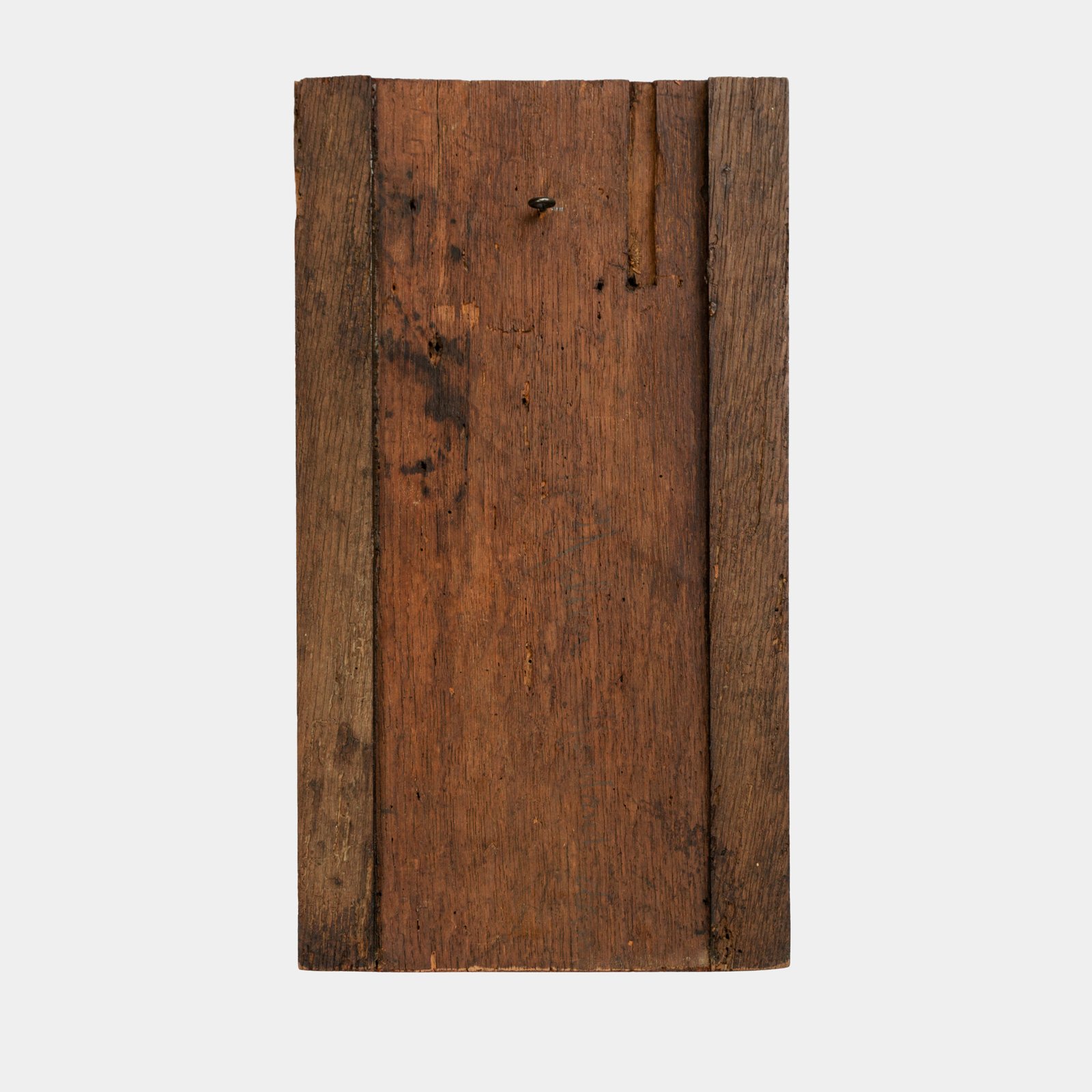 Historic Gothic oak relief with crowned fleur-de-lis arms of Anne de Bretagne, Flamboyant carving c.1495–1510, original patina.