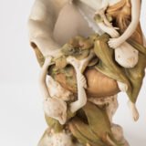 Magnificent Royal Dux Bohemia Art Nouveau porcelain centerpiece with two nymphs and organic lobed bowl, marked with the pink triangle and “E” for Eduard Eichler, ca. 1905–1918.