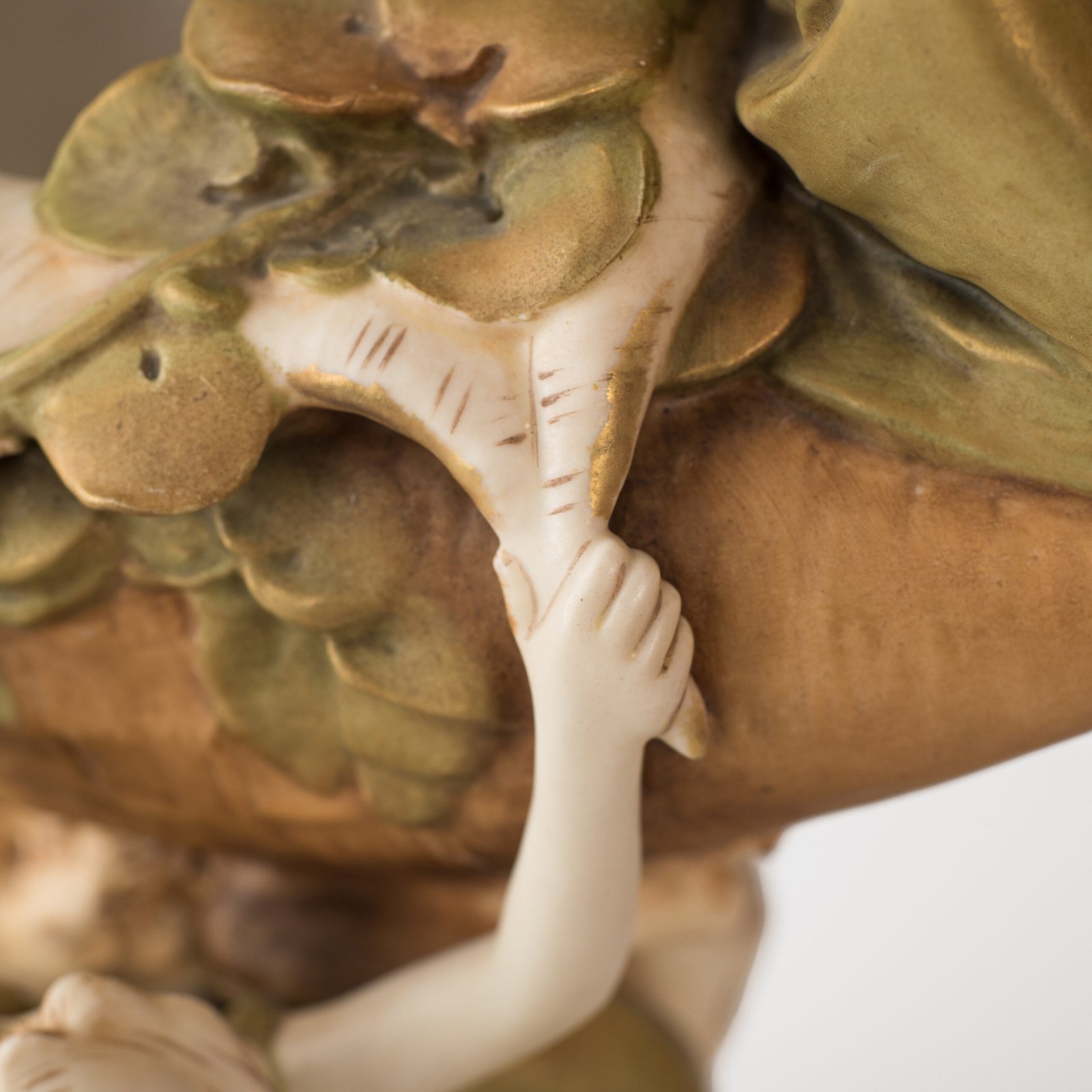 Magnificent Royal Dux Bohemia Art Nouveau porcelain centerpiece with two nymphs and organic lobed bowl, marked with the pink triangle and “E” for Eduard Eichler, ca. 1905–1918.