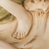 Magnificent Royal Dux Bohemia Art Nouveau porcelain centerpiece with two nymphs and organic lobed bowl, marked with the pink triangle and “E” for Eduard Eichler, ca. 1905–1918.