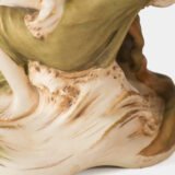 Magnificent Royal Dux Bohemia Art Nouveau porcelain centerpiece with two nymphs and organic lobed bowl, marked with the pink triangle and “E” for Eduard Eichler, ca. 1905–1918.