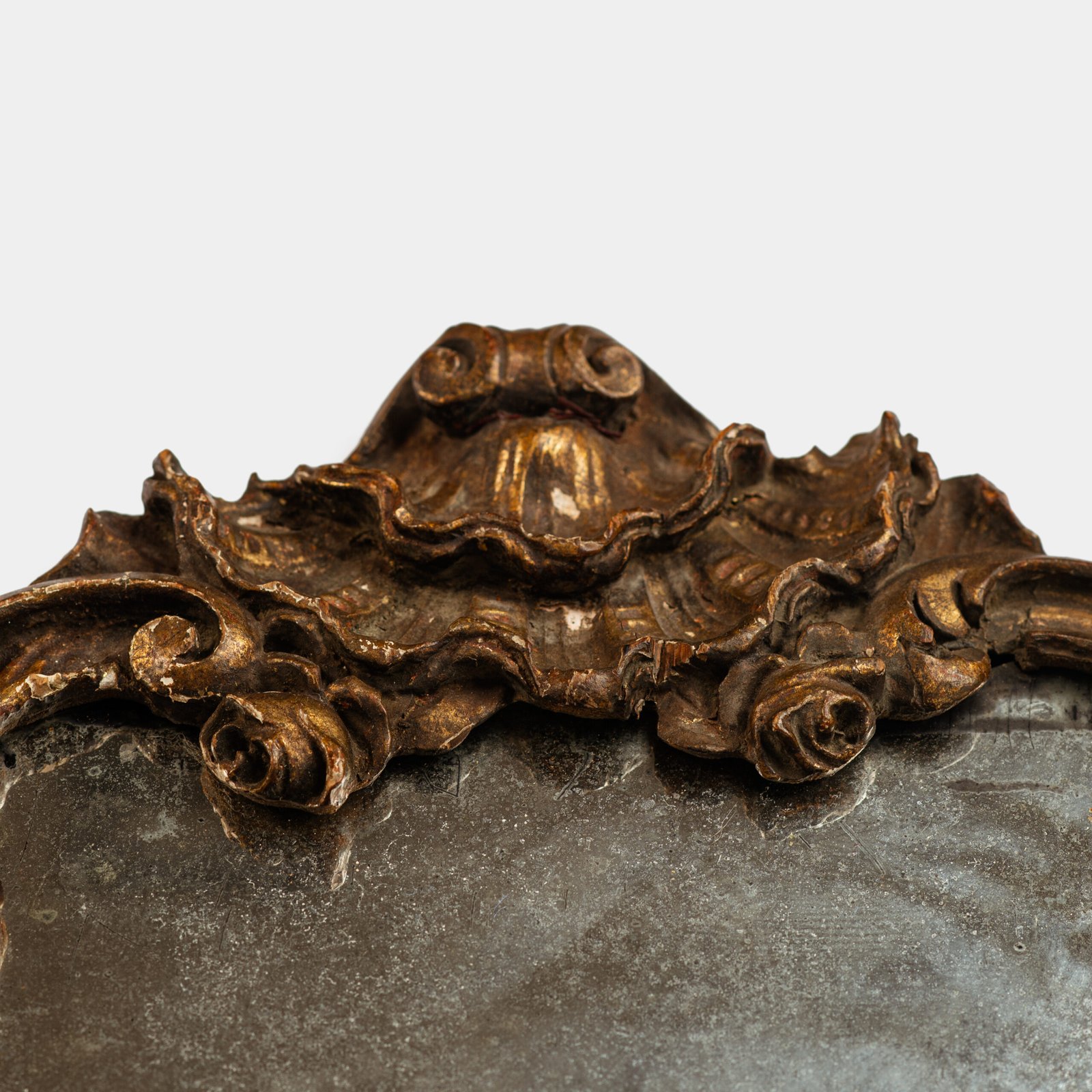 Exceptional Italian Baroque mirror with original mercury glass, unrestored gilding and authentic patina, ca. 1720–1750