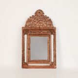 Fine Dutch Copper Mirror in hand-hammered repoussé copper with original nautical brushes, a complete Nieuwe Kunst piece, ca. 1895–1908