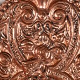 Fine Dutch Copper Mirror in hand-hammered repoussé copper with original nautical brushes, a complete Nieuwe Kunst piece, ca. 1895–1908