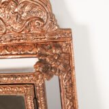 Fine Dutch Copper Mirror in hand-hammered repoussé copper with original nautical brushes, a complete Nieuwe Kunst piece, ca. 1895–1908