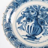 Delft blue plates – antique hand-painted Delftware pair, 18th century