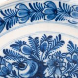 Delft blue plates – antique hand-painted Delftware pair, 18th century
