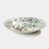 18th century French faience plate with polychrome birds and floral decoration, attributed to Desvres or Vron, wall-mounted antique ceramic, ca. 1760–1780