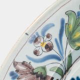 18th century French faience plate with polychrome birds and floral decoration, attributed to Desvres or Vron, wall-mounted antique ceramic, ca. 1760–1780