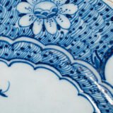 Exceptional Delft plate 18th century by Van den Briel with cobalt-blue rooster and floral decoration, De Grieksche A workshop.