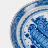 Fine Delft plate 18th century with cobalt-blue Rococo floral basket decoration