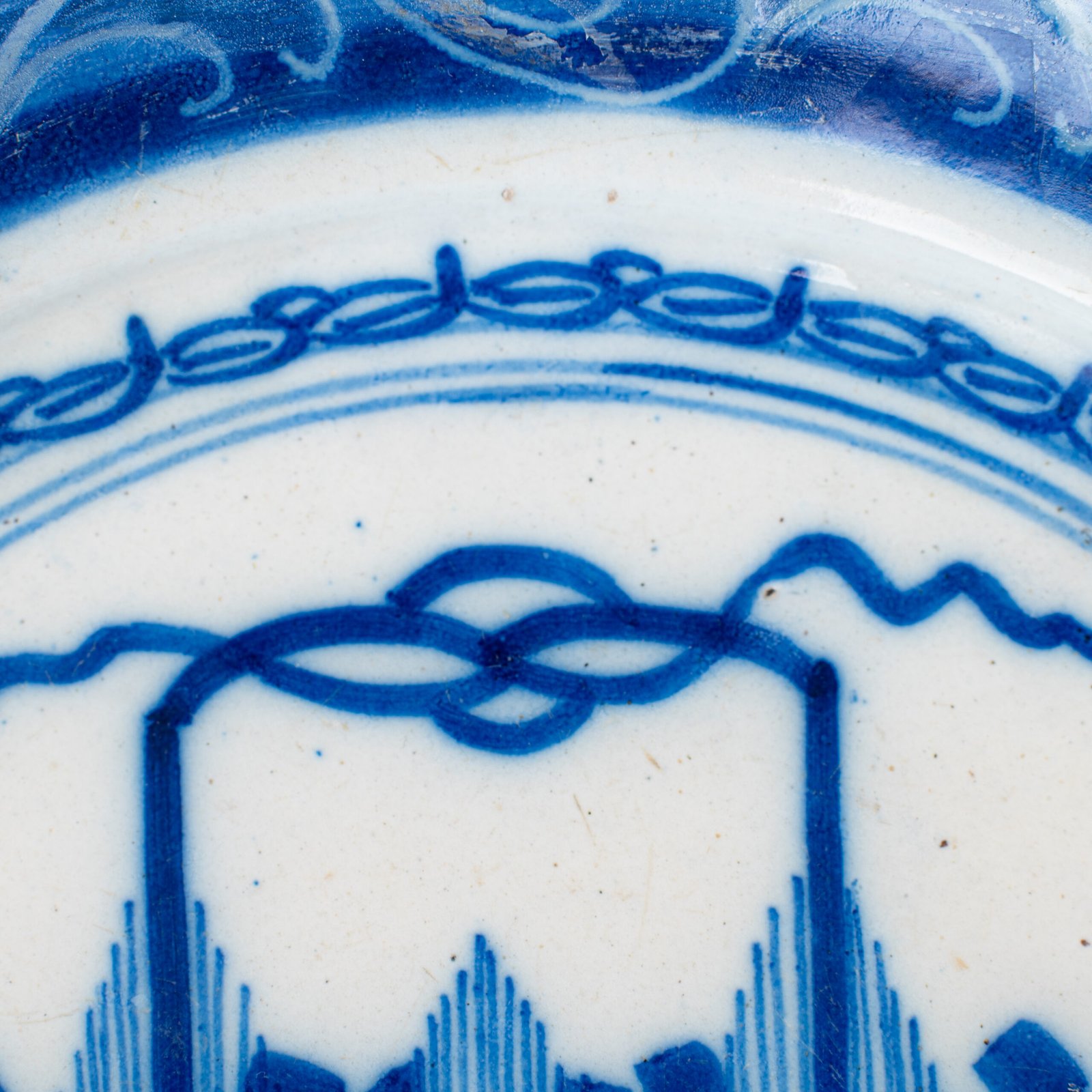 Fine Delft plate 18th century with cobalt-blue Rococo floral basket decoration