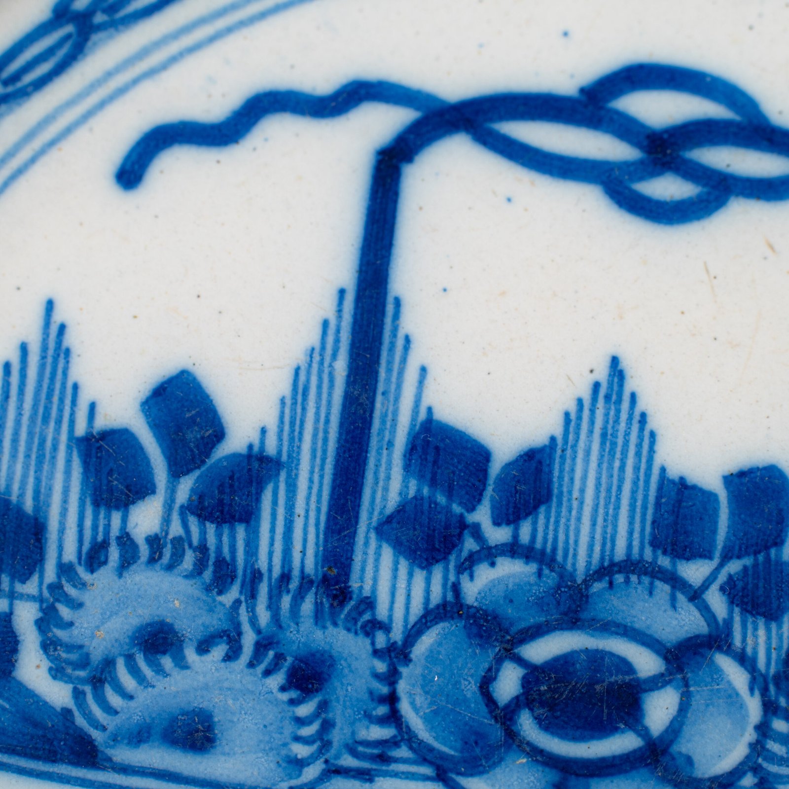 Fine Delft plate 18th century with cobalt-blue Rococo floral basket decoration