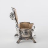 WMF jewelry box in Art Nouveau style by WMF, silver-plated pewter with floral relief decoration and original silk-lined interior, Germany, circa 1900