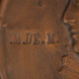 Monumental pair of 19th century French copper plaques, 24.4 inch diameter, depicting King Henry IV of France and Queen Marie de’ Medici, repoussé copper wall plaques in original wooden frames