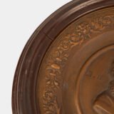 Monumental pair of 19th century French copper plaques, 24.4 inch diameter, depicting King Henry IV of France and Queen Marie de’ Medici, repoussé copper wall plaques in original wooden frames