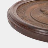 Monumental pair of 19th century French copper plaques, 24.4 inch diameter, depicting King Henry IV of France and Queen Marie de’ Medici, repoussé copper wall plaques in original wooden frames