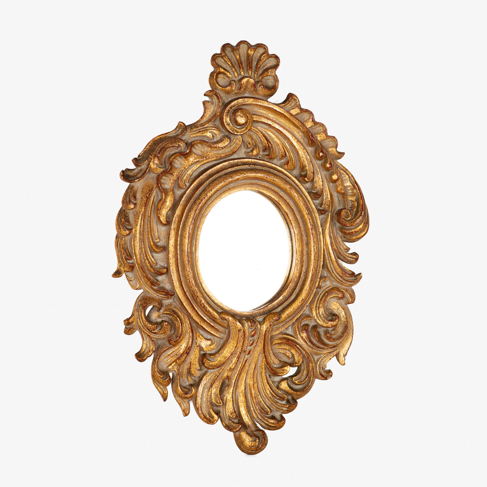 Rococo Gilt Mirrors, antique Portuguese Rococo Revival pair, hand-carved giltwood frames with original mirror glass, circa 1880–1920