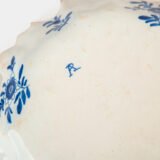 Early Delft lobed dish with harbour scene, hand-painted in cobalt blue, Netherlands c. 1695–1720