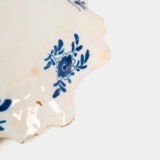 Early Delft lobed dish with harbour scene, hand-painted in cobalt blue, Netherlands c. 1695–1720