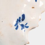 Early Delft lobed dish with harbour scene, hand-painted in cobalt blue, Netherlands c. 1695–1720