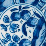De Witte Ster Delft blue and white plate with six-pointed star and CB underglaze mark, Cornelis Brouwer period, ca. 1724–1738