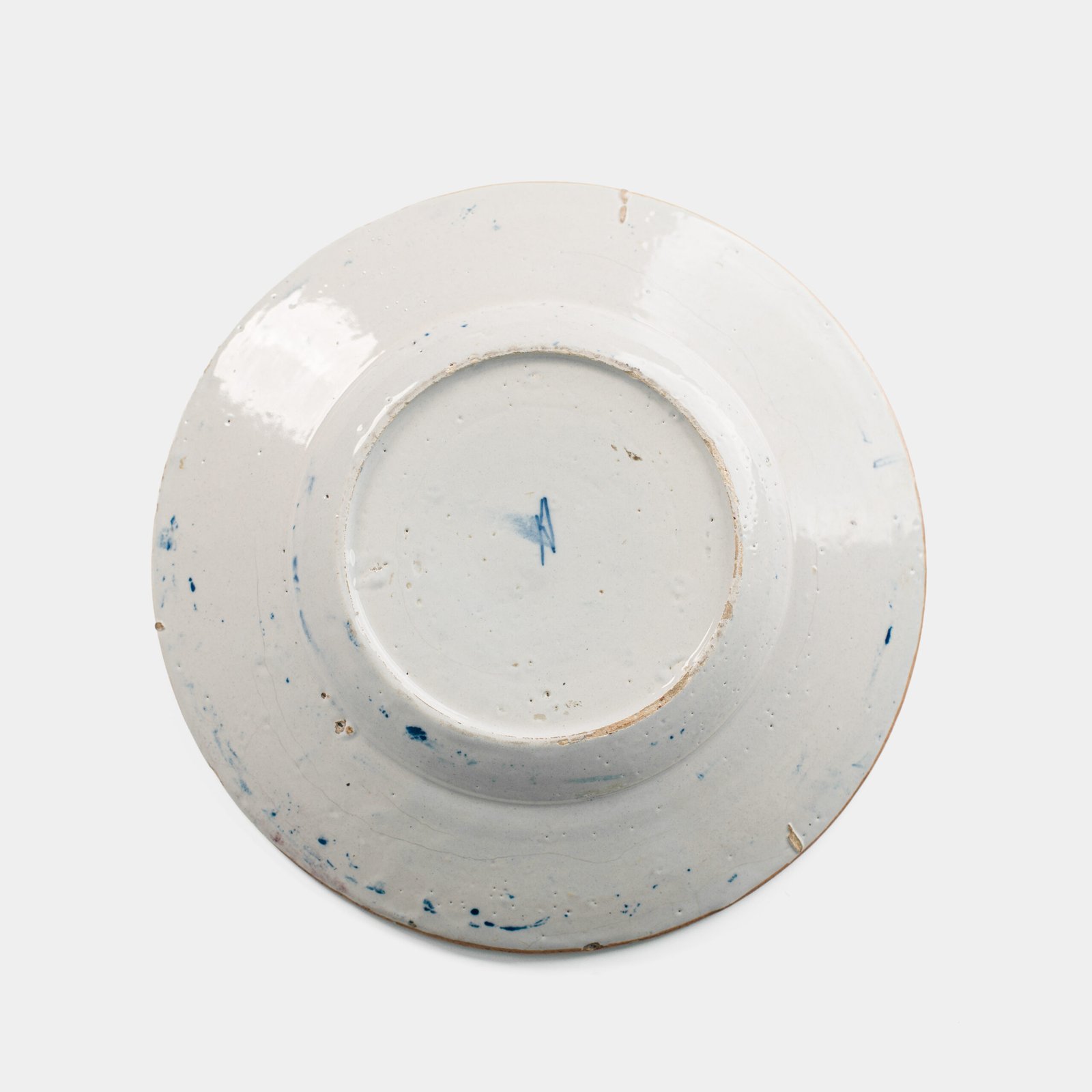 Antique delft plate blue and white bloemenmand 18th century circa 1700–1730 Dutch delftware hand painted cobalt ceramic