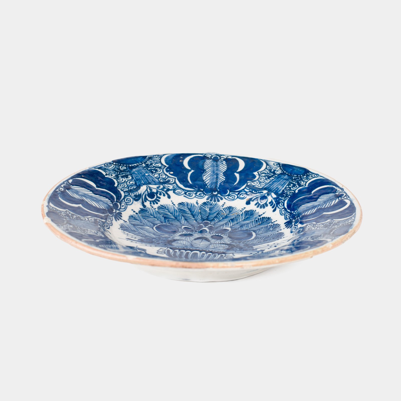 Antique delft plate blue and white bloemenmand 18th century circa 1700–1730 Dutch delftware hand painted cobalt ceramic