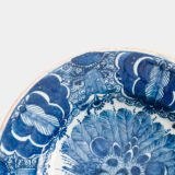 Antique delft plate blue and white bloemenmand 18th century circa 1700–1730 Dutch delftware hand painted cobalt ceramic