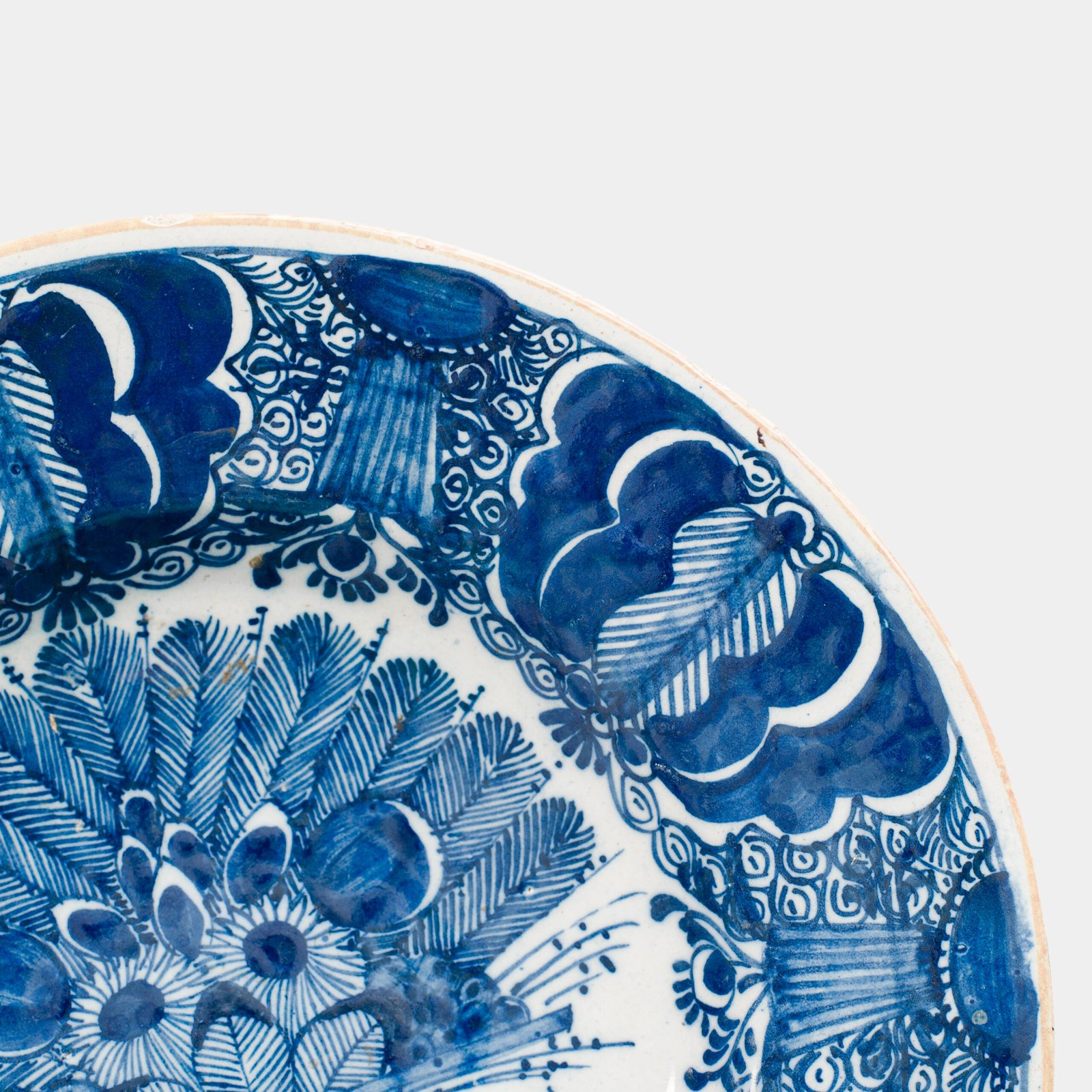 Antique delft plate blue and white bloemenmand 18th century circa 1700–1730 Dutch delftware hand painted cobalt ceramic