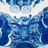 Antique delft plate blue and white bloemenmand 18th century circa 1700–1730 Dutch delftware hand painted cobalt ceramic
