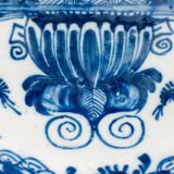 Antique delft plate blue and white bloemenmand 18th century circa 1700–1730 Dutch delftware hand painted cobalt ceramic