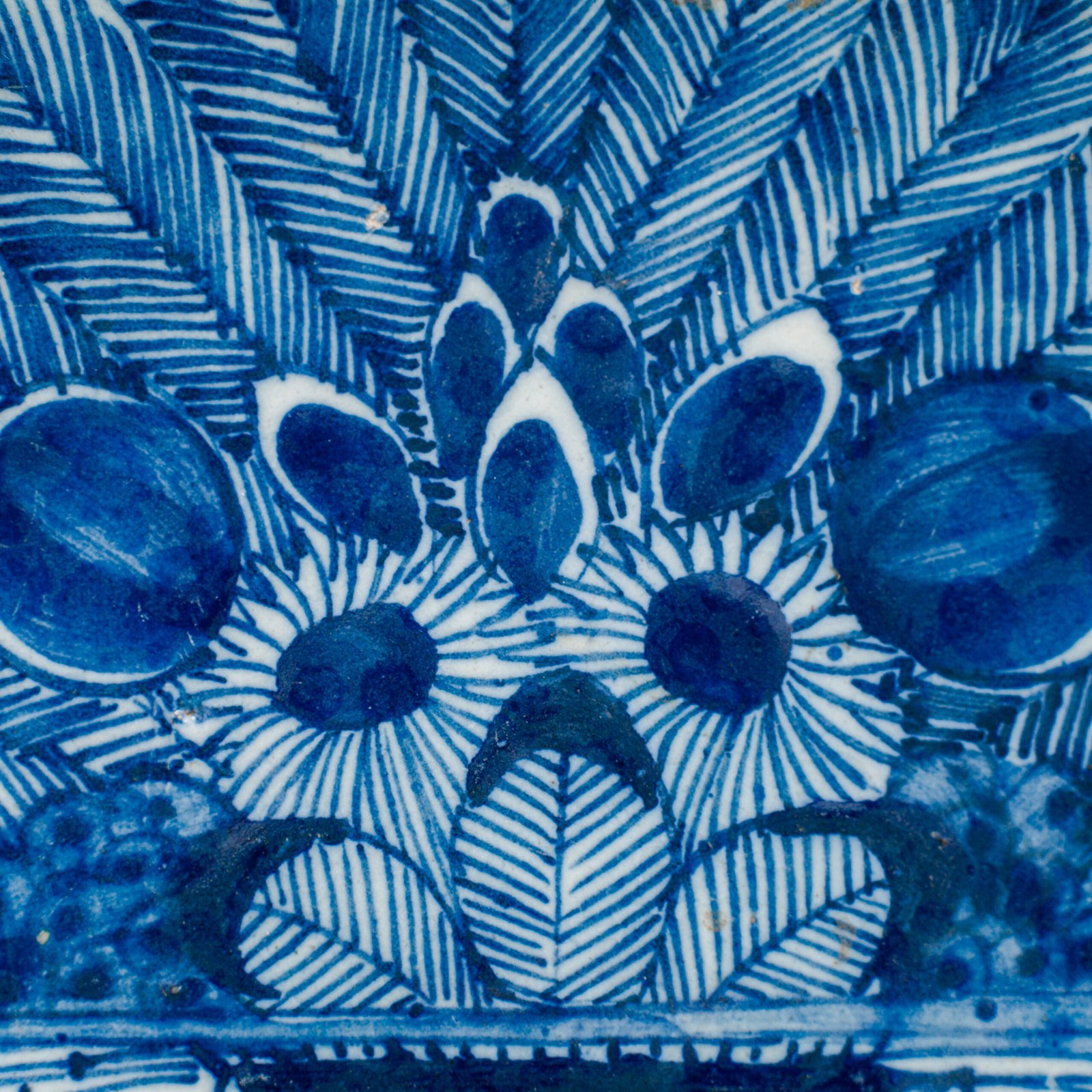 Antique delft plate blue and white bloemenmand 18th century circa 1700–1730 Dutch delftware hand painted cobalt ceramic