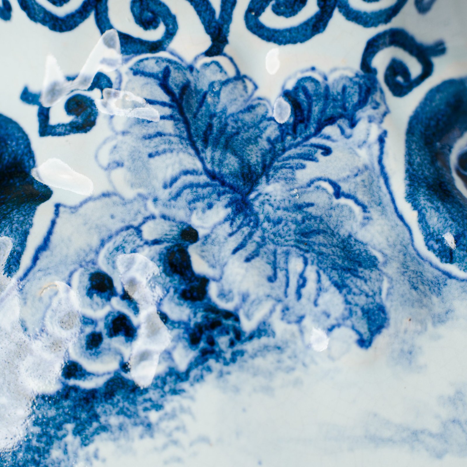 Antique Delft Vases in cobalt blue with lid and bird finial, hand-painted hexagonal bodies with Dutch scenes and blue underglaze mark on the base.