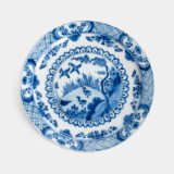 Antique delft plate 18th century chinoiserie birds De Witte Ster Cornelis Brouwer (c. 1724–1738) blue white Delft ceramic