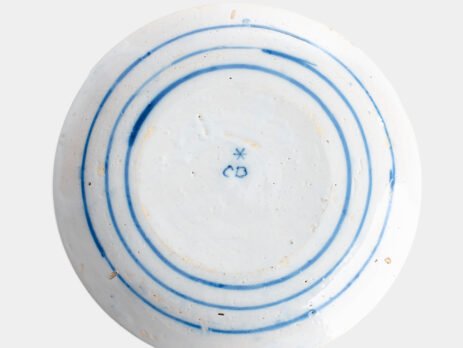 Antique delft plate 18th century chinoiserie birds De Witte Ster Cornelis Brouwer (c. 1724–1738) blue white Delft ceramic