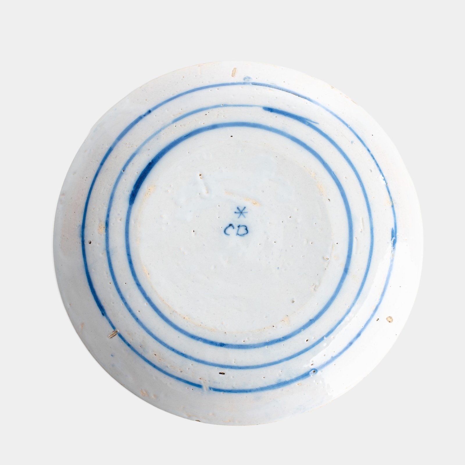 Antique delft plate 18th century chinoiserie birds De Witte Ster Cornelis Brouwer (c. 1724–1738) blue white Delft ceramic