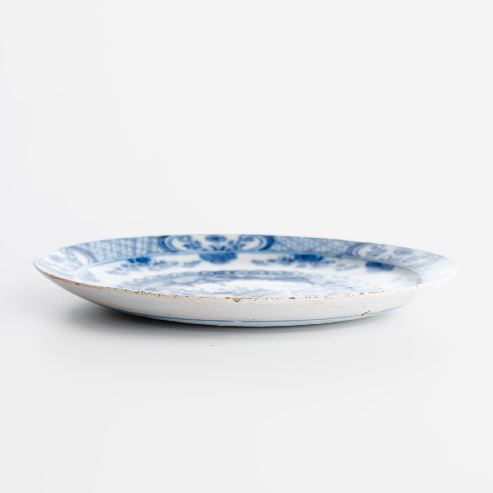 Antique delft plate 18th century chinoiserie birds De Witte Ster Cornelis Brouwer (c. 1724–1738) blue white Delft ceramic